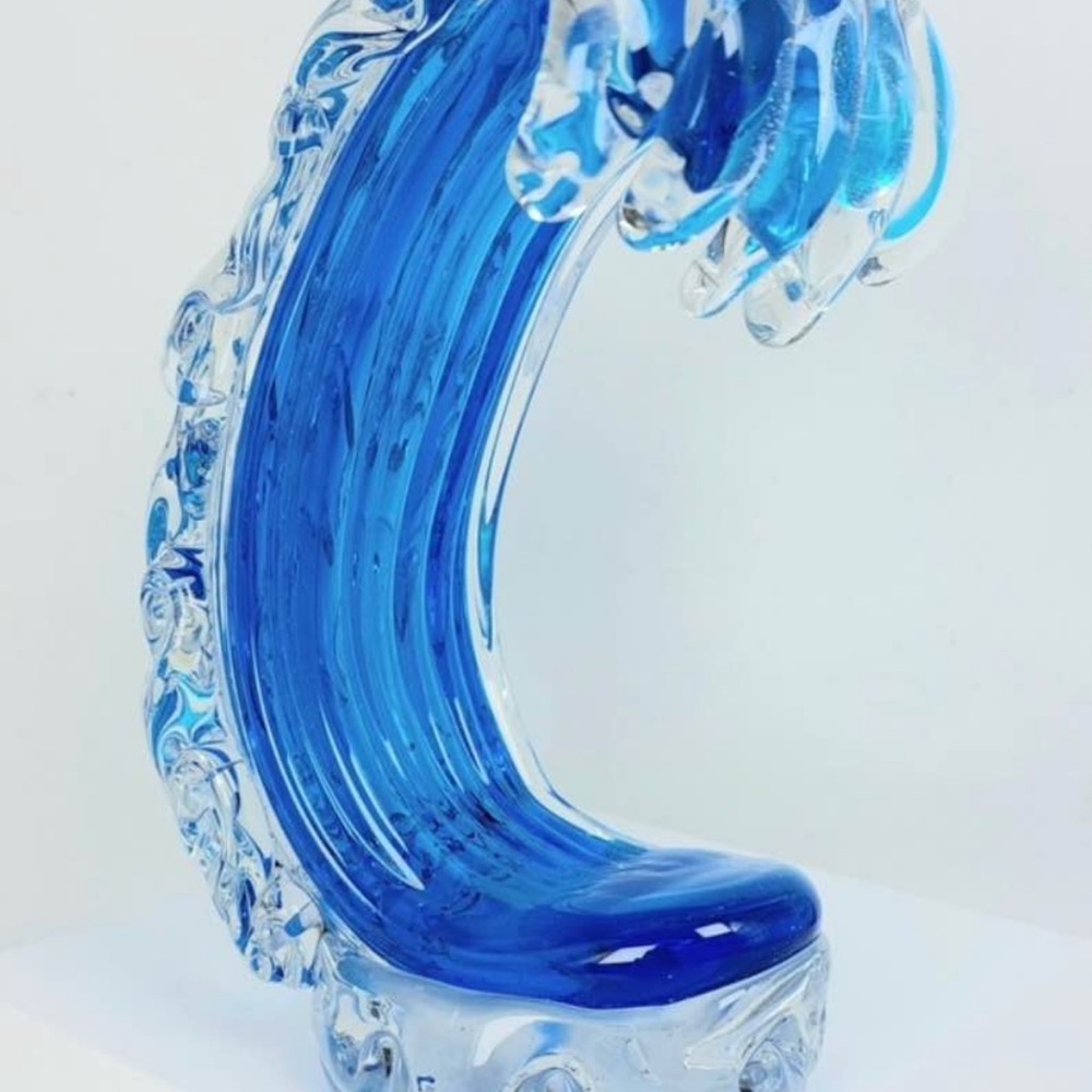 Glass Beach Art Beachcombers Rip Curl Wave Blown Glass Art